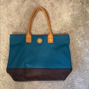 Teal and brown Tory Burch handbag